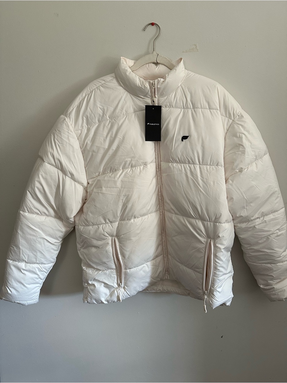 Fabletics Men's Off-White Quilted Puffer Jacket